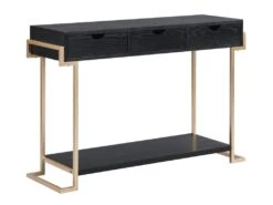 Console 3 Tiroirs Et 1 étagère En MDF Et Métal - Effet Bois Noir Et Doré - REYAM -Electroménager Soldes console 13433237