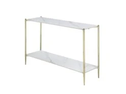 Console Avec 1 étagère En Céramique Et Métal - Effet Marbre Blanc Et Doré - MADOLA -Electroménager Soldes console 14289905