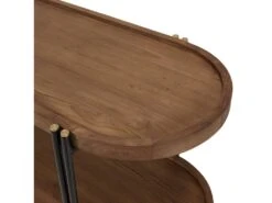 ALIDA - Console Double Plateau Arrondi En Bois De Teck Recyclé -Electroménager Soldes console 14653167