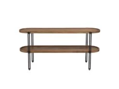 ALIDA - Console Double Plateau Arrondi En Bois De Teck Recyclé -Electroménager Soldes console 14653169