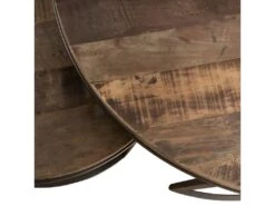 ALIDA - Set De 2 Tables Basses Gigognes Rondes Teck Recyclé Acacia Mahogany Recyclé Pieds Métal Noir -Electroménager Soldes console 14653281