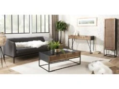 DORIANE - Console Noire Métal 3 Tiroirs Cannage Naturel 9 DORIANE - Console Noire Métal 3 Tiroirs Cannage Naturel -Electroménager Soldes console 14653425