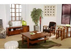 EDEN - Set De 3 Tables Gigognes Rectangulaires Marrons Bois Mindi -Electroménager Soldes console 14653445