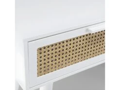 SANDRO - Console Blanche 2 Tiroirs Cannage Naturel -Electroménager Soldes console 14653513