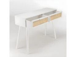 SANDRO - Console Blanche 2 Tiroirs Cannage Naturel -Electroménager Soldes console 14653515