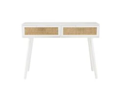 SANDRO - Console Blanche 2 Tiroirs Cannage Naturel -Electroménager Soldes console 14653517