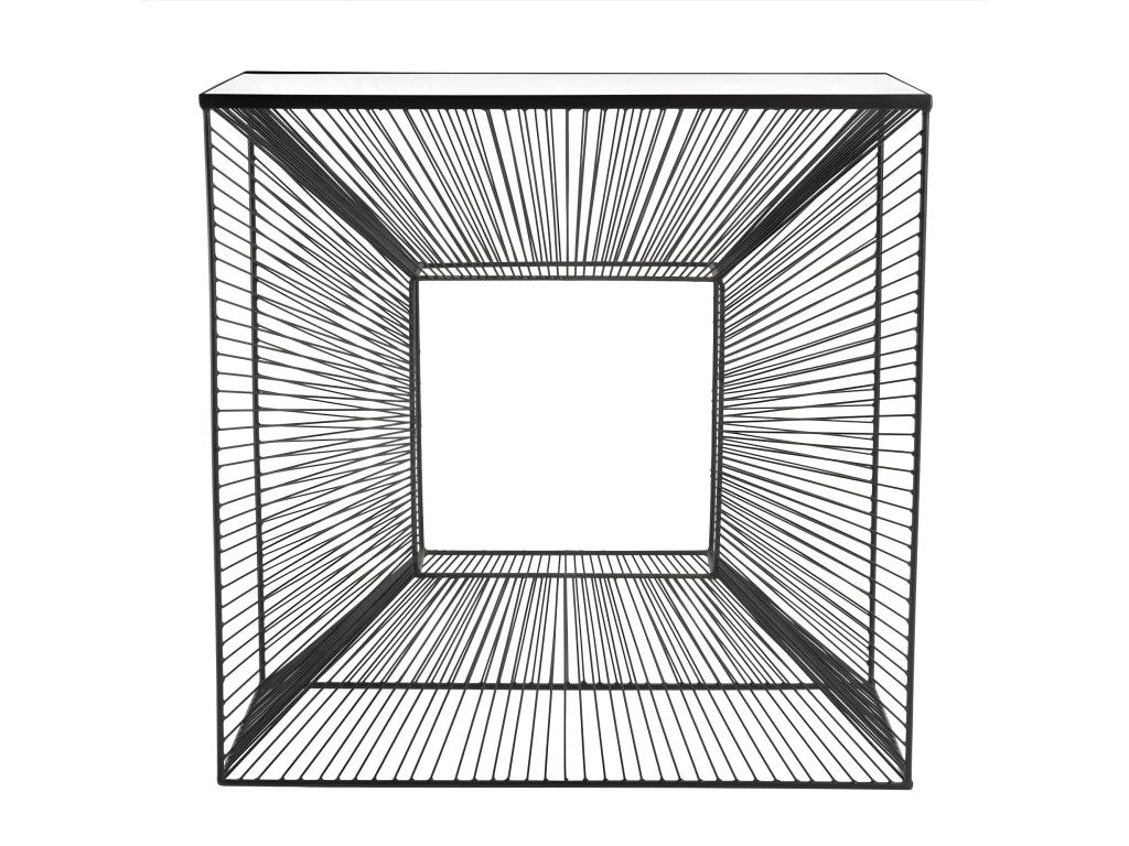 THEODORE - Console Carrée Métal Noir Plateau Verre 4 THEODORE - Console Carrée Métal Noir Plateau Verre – Image 2