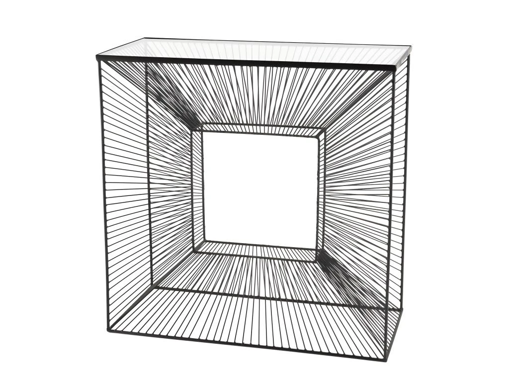 THEODORE - Console Carrée Métal Noir Plateau Verre 7 THEODORE - Console Carrée Métal Noir Plateau Verre – Image 5
