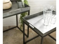 HABY - Set De 2 Tables D'appoint Gigognes Plateaux Rectangulaires Zinc Pieds Métal -Electroménager Soldes console 14653731