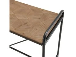 HABY - Console Plateau Naturel Sapin Marqueté Pieds Métal Noir -Electroménager Soldes console 14653845