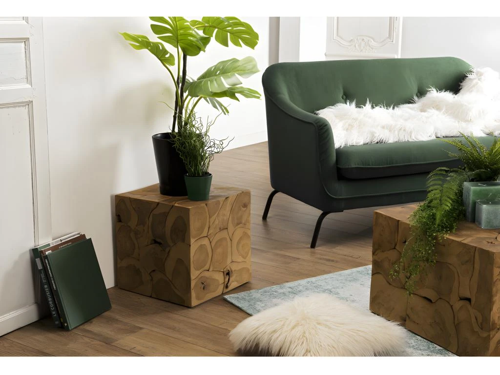 SUZY - Cube 40x40cm Bois Teck Nature 3 SUZY - Cube 40x40cm Bois Teck Nature