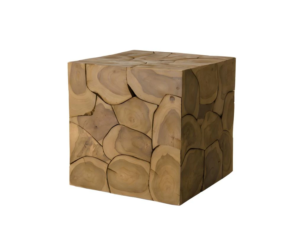SUZY - Cube 40x40cm Bois Teck Nature 7 SUZY - Cube 40x40cm Bois Teck Nature – Image 5