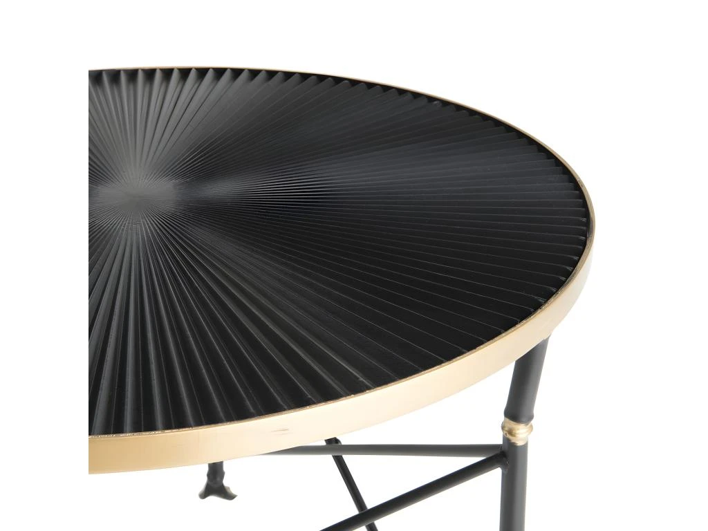 THEODORE - Table D'appoint Ronde 61x61cm Ceinture Dorée Pieds Métal Noir 5 THEODORE - Table D'appoint Ronde 61x61cm Ceinture Dorée Pieds Métal Noir – Image 3