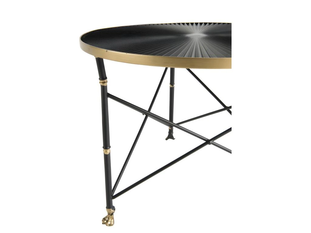 THEODORE - Table D'appoint Ronde 61x61cm Ceinture Dorée Pieds Métal Noir 6 THEODORE - Table D'appoint Ronde 61x61cm Ceinture Dorée Pieds Métal Noir – Image 4