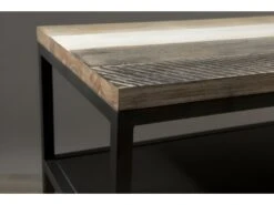 LEANDRE - Console Noire Rectangulaire Avec Tablette Bois Acacia Et Acier Noir -Electroménager Soldes console 14654241