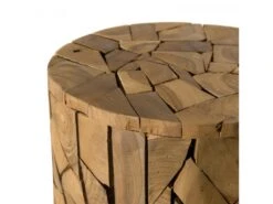 SUZY - Table D'appoint Marron Ronde 30x30cm Mosaïque Bois Teck -Electroménager Soldes console 14654299