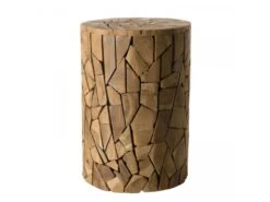 SUZY - Table D'appoint Marron Ronde 30x30cm Mosaïque Bois Teck -Electroménager Soldes console 14654301
