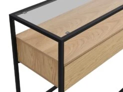 Console Avec 2 Tiroirs En MDF, Verre Trempé Et Métal - Naturel Clair - CAMATA -Electroménager Soldes console 15073677