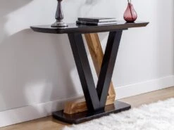 Console En MDF - Naturel Et Noir - BANEMIA