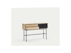 Console 2 Tiroirs 2 Niches Chêne Clair / Gris - TEULAT YOKO -Electroménager Soldes console 17629231