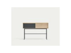 Console 2 Tiroirs 2 Niches Chêne Clair / Gris - TEULAT YOKO -Electroménager Soldes console 17629233