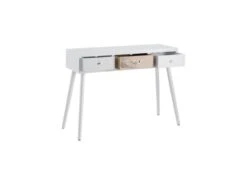 Console 3 Tiroirs Bois Clair/Blanc - PRIMAVERA -Electroménager Soldes console 17629289
