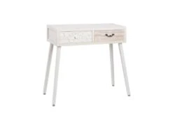 Console 2 Tiroirs Bois Clair/Blanc - LINO