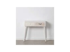 Console 2 Tiroirs Bois Clair/Blanc - LINO -Electroménager Soldes console 17636863