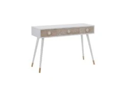 Console 3 Tiroirs Bois Massif/Blanc - FLORETTE