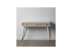 Console 3 Tiroirs Bois Massif/Blanc - FLORETTE -Electroménager Soldes console 17787543