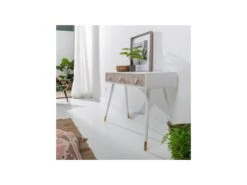 Console 3 Tiroirs Bois Massif/Blanc - FLORETTE -Electroménager Soldes console 17787545