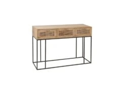 Console 3 Tiroirs En Rotin/Bois/Métal - DALIA