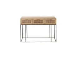 Console 3 Tiroirs En Rotin/Bois/Métal - DALIA -Electroménager Soldes console 17787593