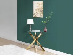 Console En Verre Trempé Et Métal Doré - Transparent - COSIMA