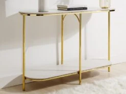 Console En Céramique Et Métal Doré - Effet Marbre Blanc - CALOURA 11 Console En Céramique Et Métal Doré - Effet Marbre Blanc - CALOURA -Electroménager Soldes console 18803839