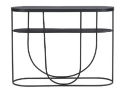 Console Avec 1 étagère En Métal Et Verre Fumé - Noir Et Transparent - PRETORIA -Electroménager Soldes console 18852793