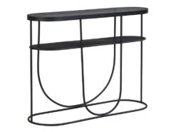 Console Avec 1 étagère En Métal Et Verre Fumé - Noir Et Transparent - PRETORIA -Electroménager Soldes console 18852795