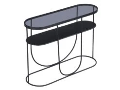Console Avec 1 étagère En Métal Et Verre Fumé - Noir Et Transparent - PRETORIA -Electroménager Soldes console 18852797