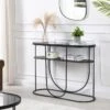 Console Avec 1 étagère En Métal Et Verre Fumé - Noir Et Transparent - PRETORIA -Electroménager Soldes console 18852803