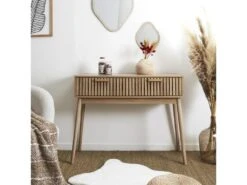 PAJAN - Console 2 Tiroirs Effet Bois Avec Tasseaux -Electroménager Soldes console 19125587