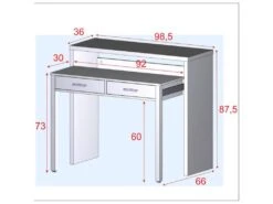 Console Bureau Extensible Blanc - NIAL - L 99 X L 36 X H 88 Cm -Electroménager Soldes console 19823845