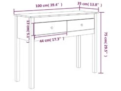 Table Console Noir 100x35x75 Cm Bois Massif De Pin -Electroménager Soldes console 21258729