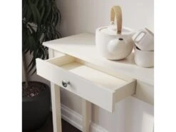 Table Console Avec 1 Tiroir En Bois Massif Blanc -Electroménager Soldes console 21685019