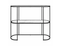 Table Console Avec 1 étagère En Faux Marbre Blanc Et Structure -Electroménager Soldes console 21740227