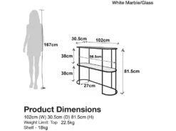 Table Console Avec 1 étagère En Faux Marbre Blanc Et Structure -Electroménager Soldes console 21740231