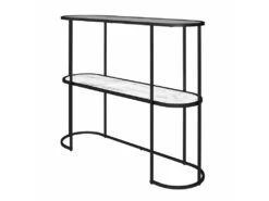 Table Console Avec 1 étagère En Faux Marbre Blanc Et Structure -Electroménager Soldes console 21740239