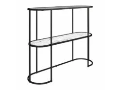 Table Console Avec 1 étagère En Faux Marbre Blanc Et Structure -Electroménager Soldes console 21740241