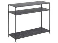 Infinity Console, 2 Étagères Avec Impression Marbre Noir, Noir.