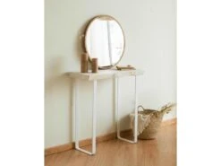 Meuble D'entrée En Bois En Couleur Blanc Vieilli 80 Cm Pieds Blancs -Electroménager Soldes console 22184275