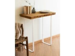 Meuble D'entrée En Bois En Couleur Blanc Vieilli 120 Cm Pieds Blancs -Electroménager Soldes console 22184305